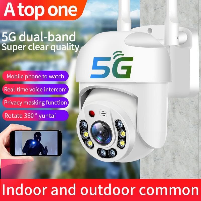 1080P 5G WIFI Surveillance Cameras Outdoor Camera 360 Full Color Night Vision Motion Detect Auto Tracking Baby Monitor Ip Camera IP66 Waterproof 1080P AU Plug white