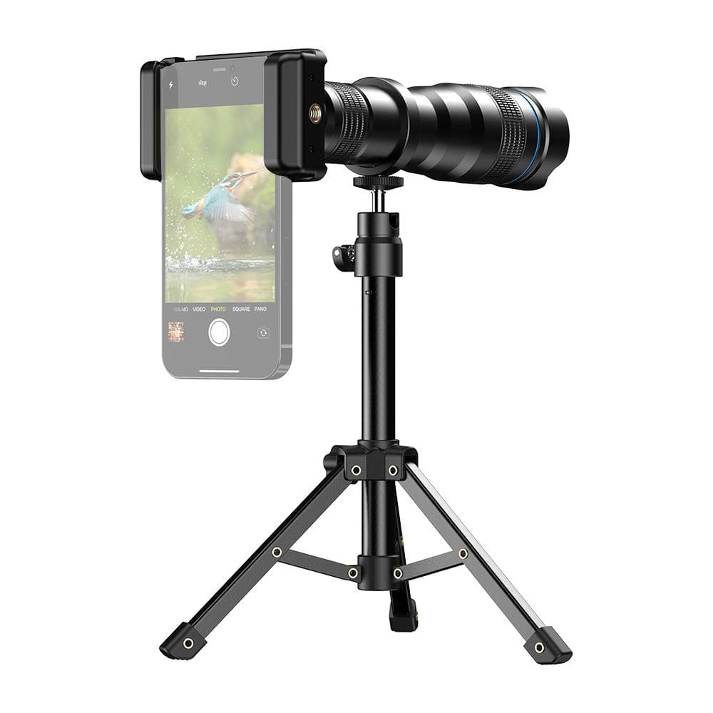 APEXEL Mobile Phone 36X Telephoto Lens Kit with Metal Tripod Universal Phone Clip Lens Bag for black