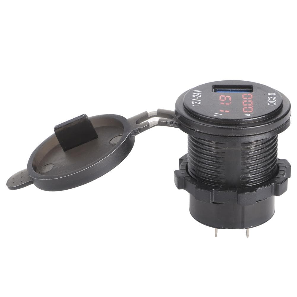 3?In?1 Car 3.0 USB Charger with Digital Voltmeter Ammeter Monitoring Fast Charging for PhoneRed red