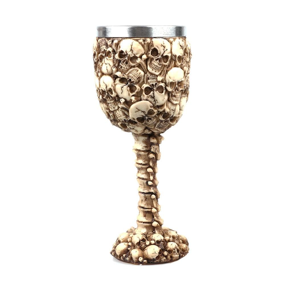Gothic Double Wall Resin Stainless Steel 3D Drinking Mug Dragon Bone Skull Metal Wine Goblet