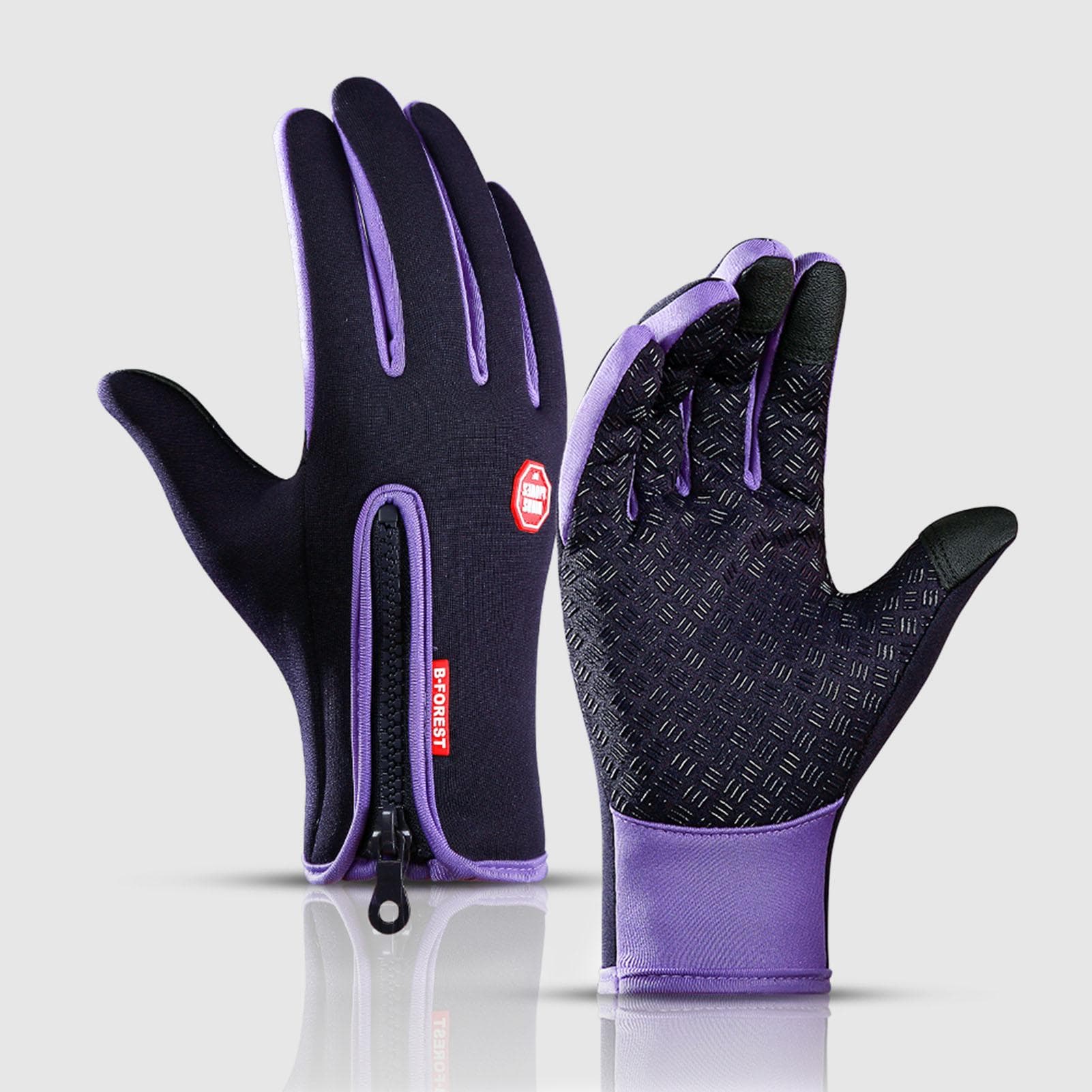 Cycling Gloves Touchscreen Waterproof Fleece Thermal Sports Gloves for Hiking Skiing Large purple