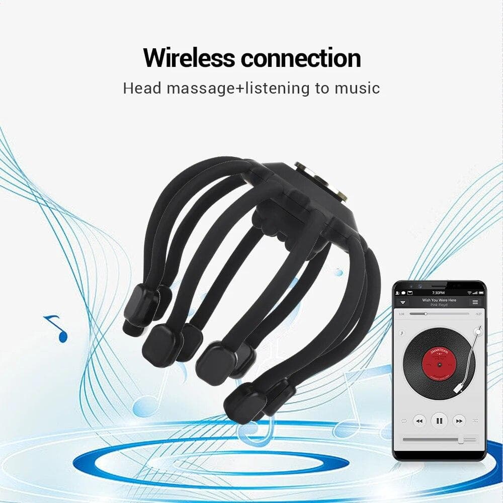 Electric Head Massager Wireless Connect Music 4 Modes Head Scratcher Massage Scalp Relieve Fatigue Relax Brain USB Charging CHINA