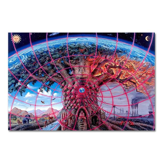 Alex Grey Psychedelic Trippy Tree Life Modular Pictures Modern Home Decoration Wall Art Canvas Prints Painting Bedroom Poster No Frame 60*90cm