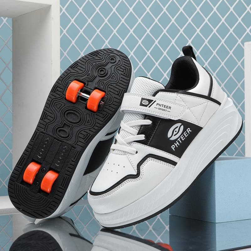 Girls' Runaway Shoes Spring New Children's Four-wheel Sliding Travel Skates Medium and Older Children's Sports Pulley Shoes 40