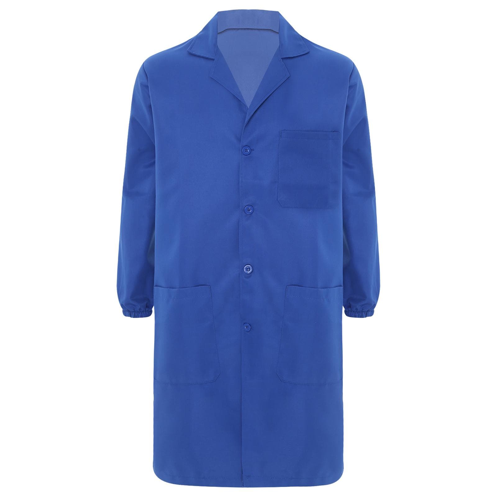 Unisex Work Coat Lapel V Neck Long Sleeve Dustproof Lab Jacket for Industrial Use 195/5XL royal blue