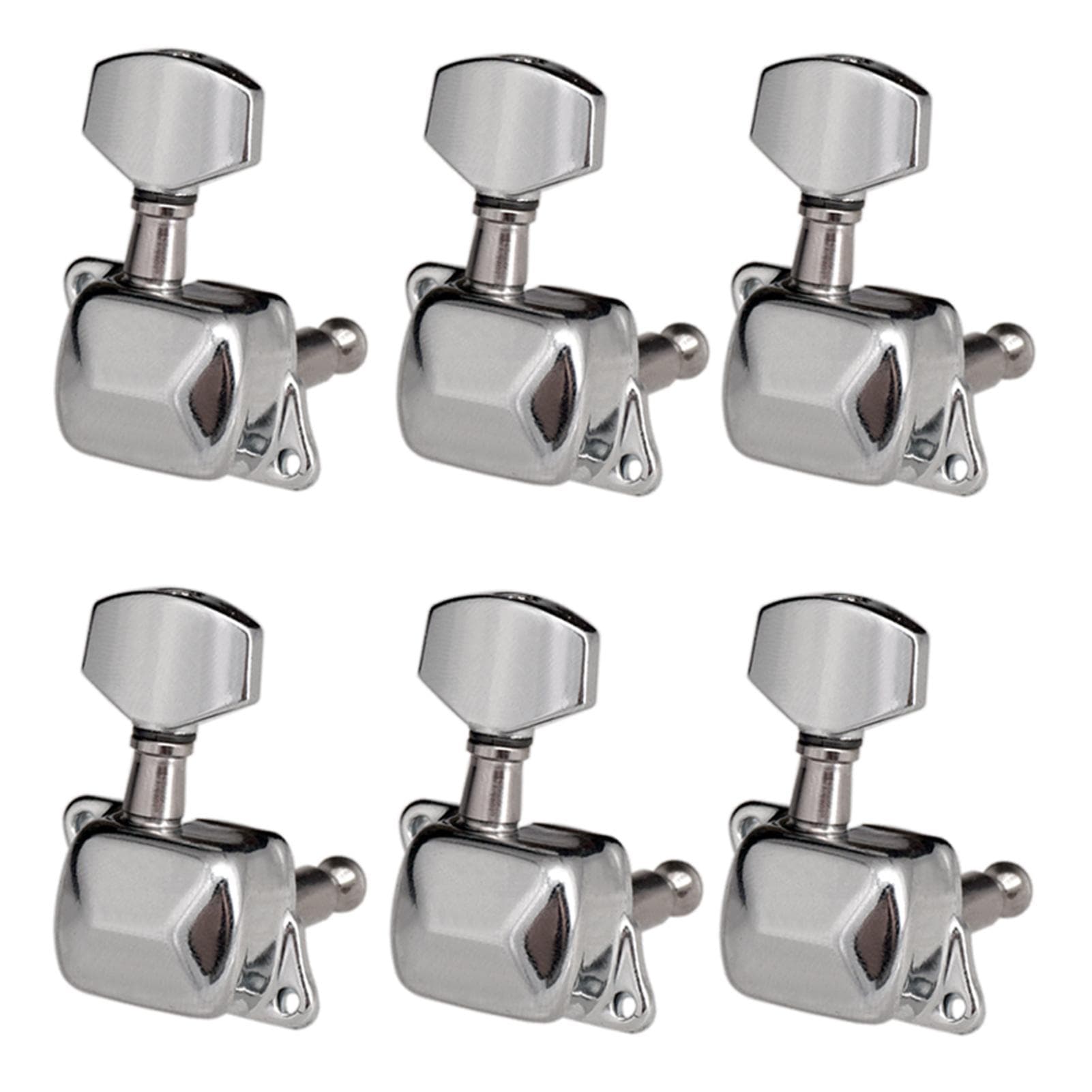 6 Pieces Guitar String Tuning Pegs Semi-closed Tuning Machine Machine Heads Tuners for Electric 6R silver