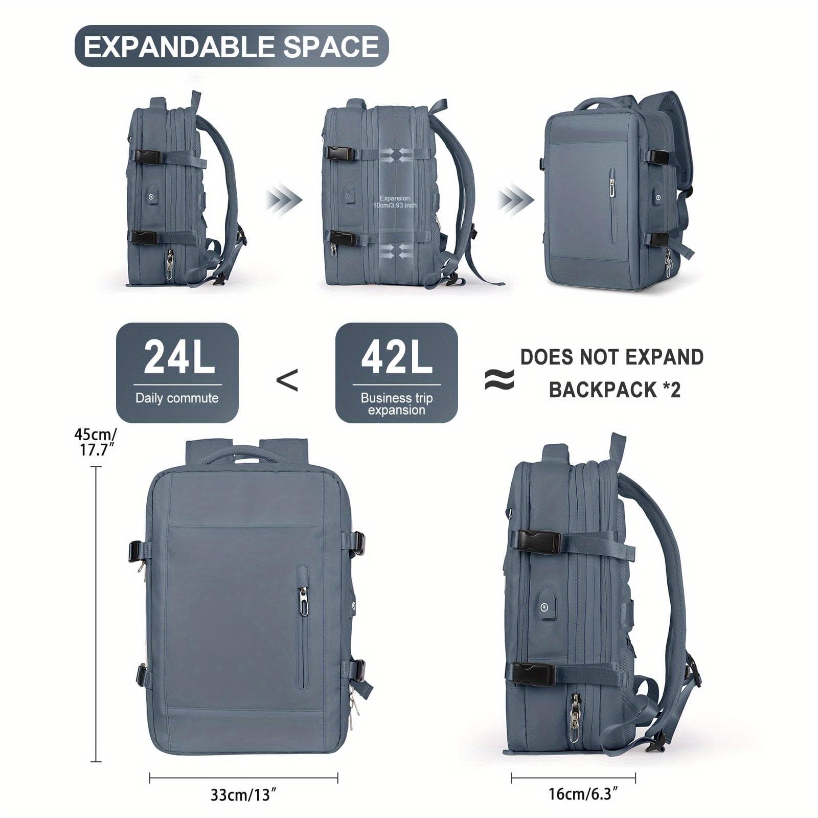 Large Capacity Adjustable Men's Casual Trendy Backpack for Outdoor Travel and Daily Commuting royal blue