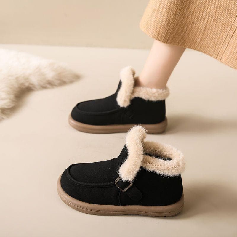 Winter Snow Boots Women's Fur Integrated Short Boots with Thick Velvet and Warm Snow Cotton Shoes 40
