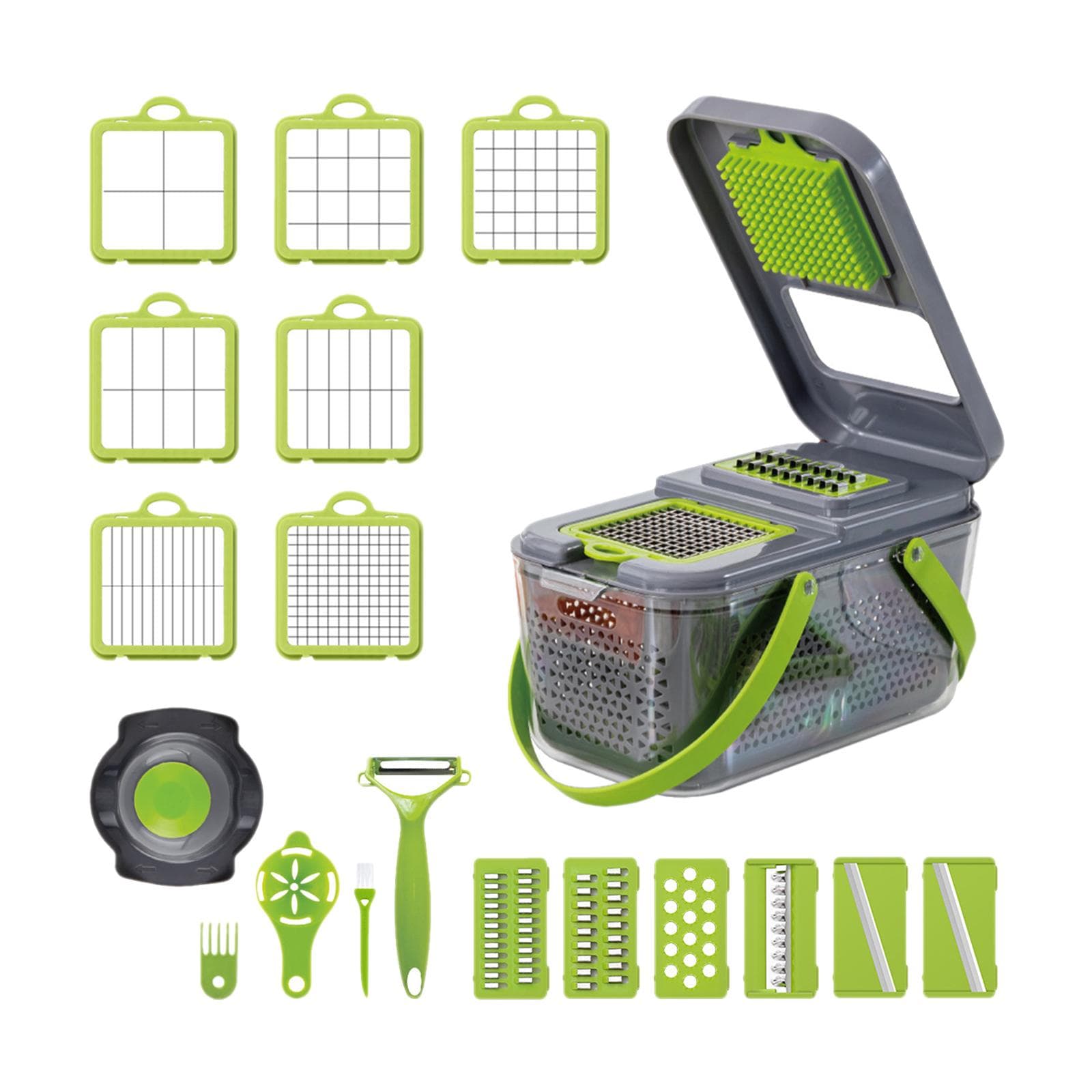22 in 1 Multifunctional Vegetable Chopper Manual Chopper with Container Food Chopper Cutter grey