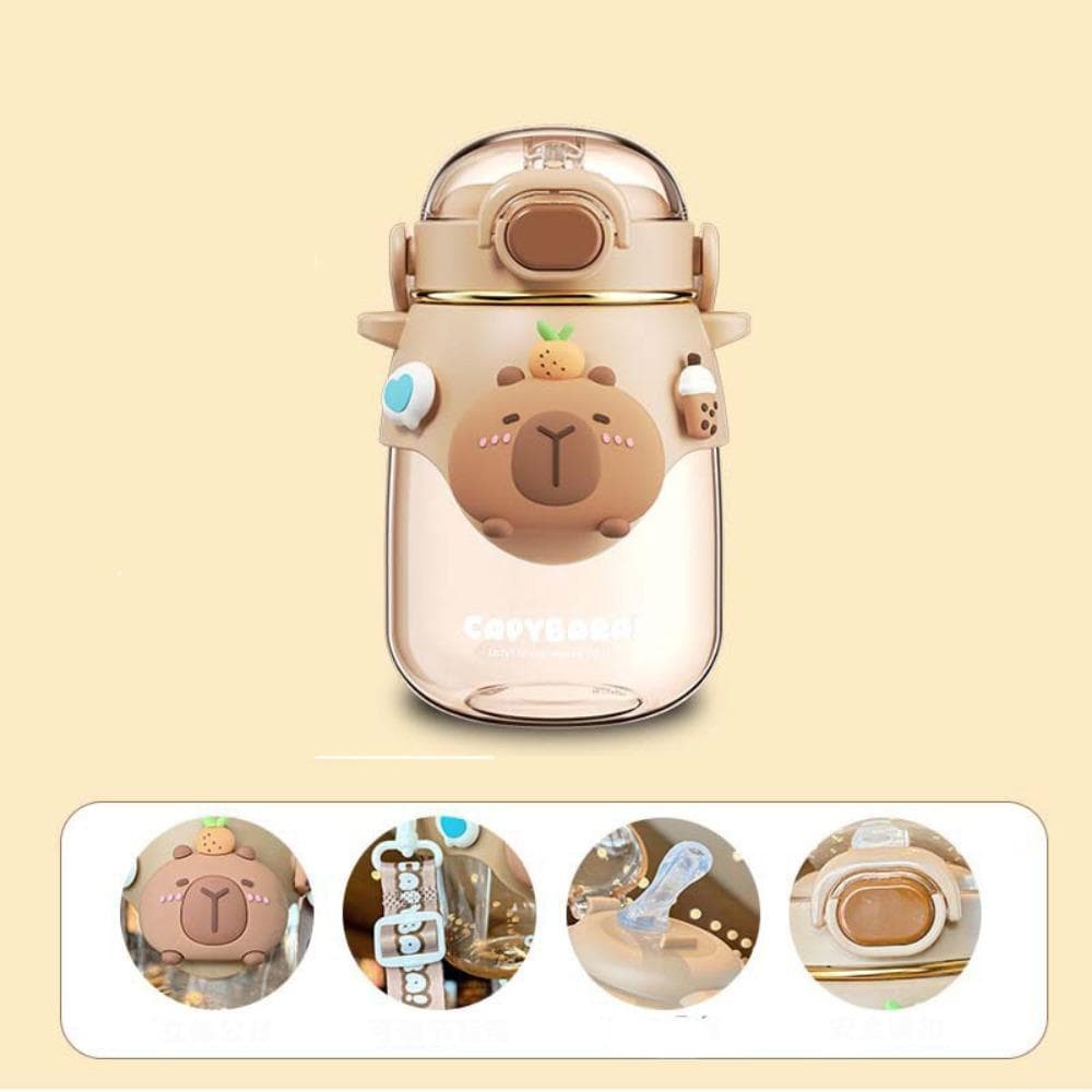 Plastic Water Bottle Cartoon Capybara Outdoor Beverage Cup Kawaii Straw Cup 02-820ml