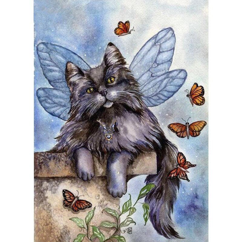 Diamond Painting Cross Stitch Butterfly Cat Needlework Craft Home Decor Diamond Embroidery 20X30CM