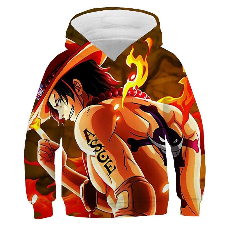 One Piece Hoodie Kids hooded Sweatshirt Anime Luffy Hoodie Kids Clothes Boys Girls Long Sleeve Autumn Warm Pullover Casual Tops 2XL