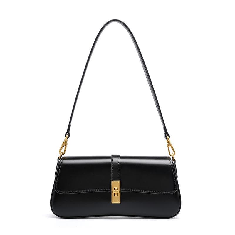 Leather High-quality Niche Baguette Bag Advanced Sense Underarm Bag Women's Bag with A Single Shoulder Crossbody Bag Bag black