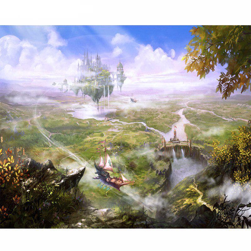 Needlework Pasted Diy Diamond Painting Round Drill Castle In Sky Mosaic Home Decoration 20X30CM