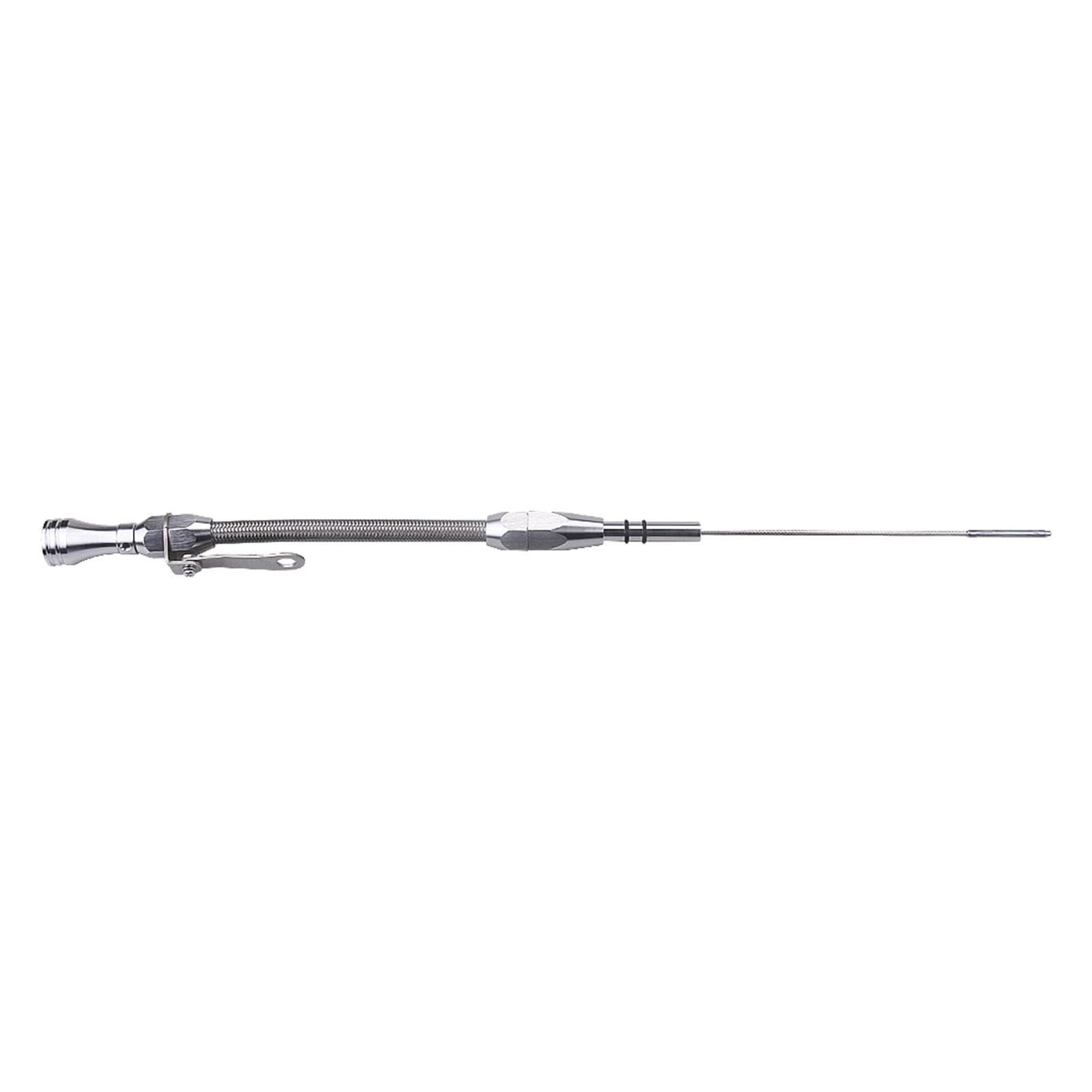 SBC Stainless Braided Firewall Flexible Dipstick Engine Oil Dipstick Pre-79 Early Replacement for silver
