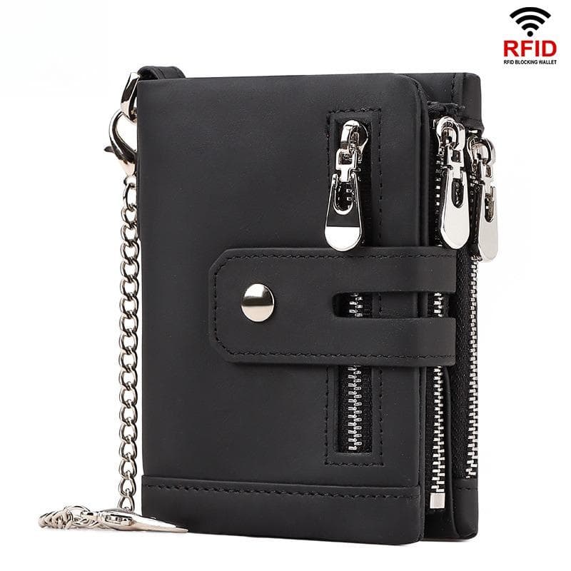 Man Wallet Coin Purse Small Mini Card Holder Chain Portomonee Male Walet Pocket black