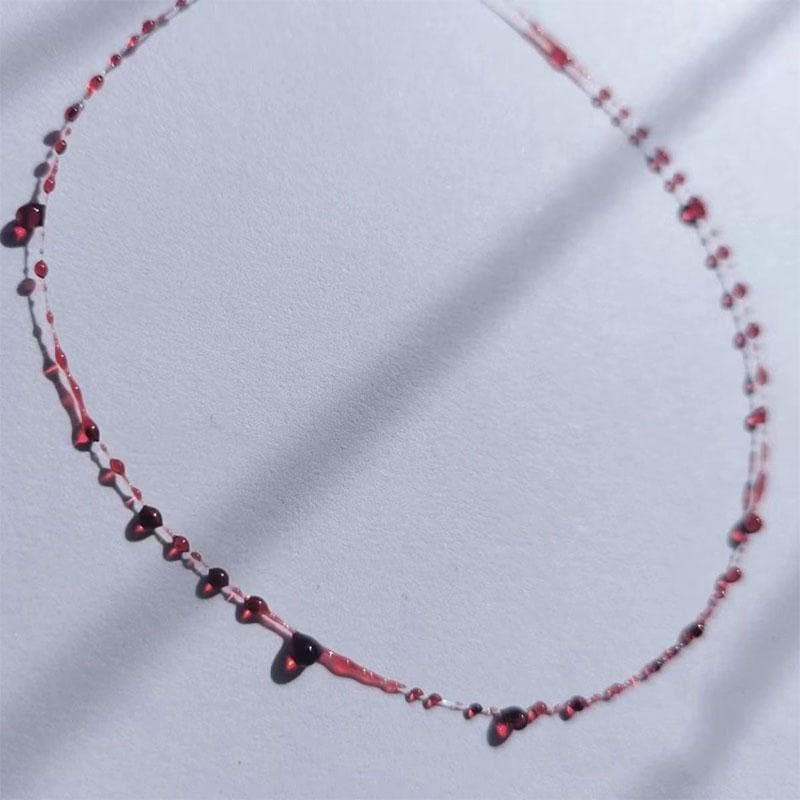 Creative Gothic Thin Blood Drop Double Layer Bracelets Women Girls Fashion Personality Chain Necklaces Party Jewelry Gifts necklace