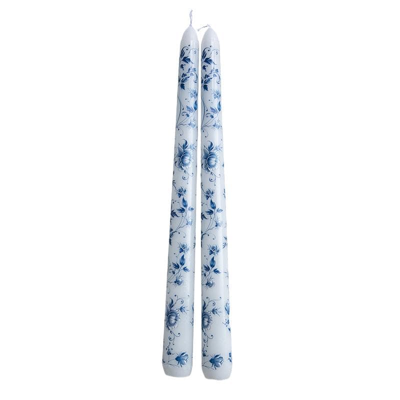 2PC/Set Printed Long Rod Candles Dinners Single-Wick Chinese Blue And White Porcelain Long Candle Party Candlelight Home 25cm