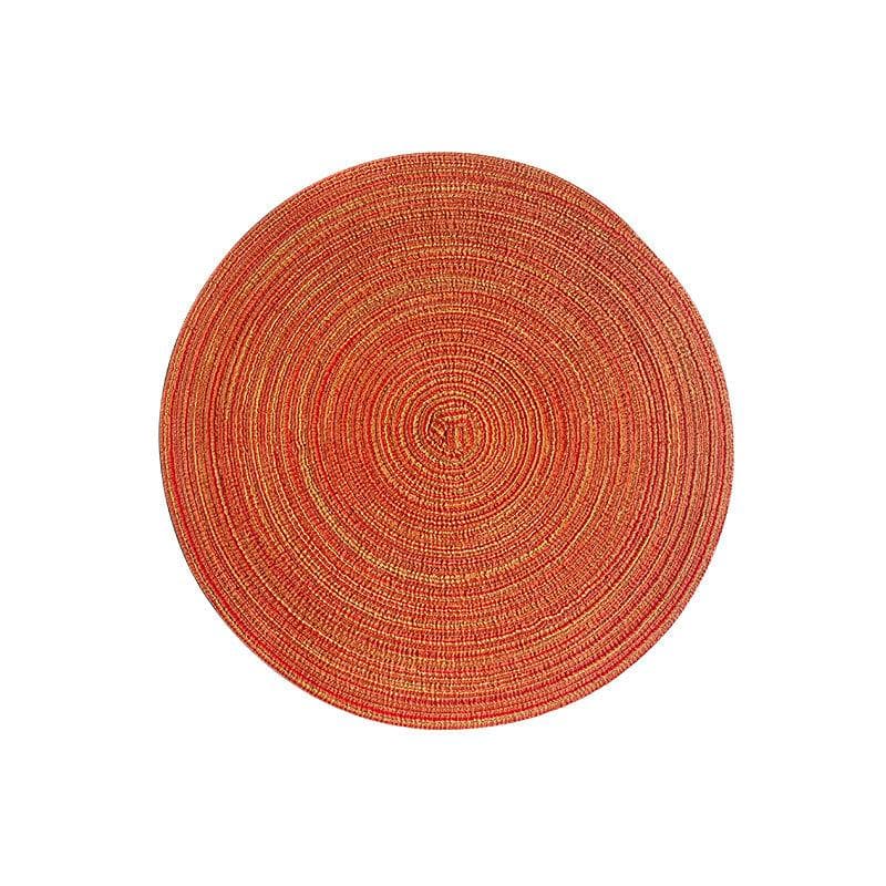 Nordic Style Cotton Yarn Dinner Placemat Round Ramie Woven Cup Mat Heat Insulation Plate Mat Anti-scald Non-Slip Coaster Cup Mat orange