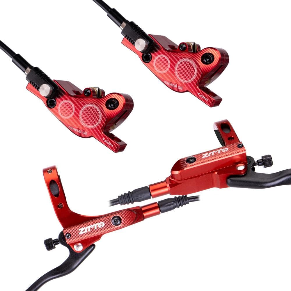 ZTTO M840 Aluminium Alloy 4 Piston Hydraulic Disc Brake Kit Front Rear MTB Hydraulic Disc Brake Kit red