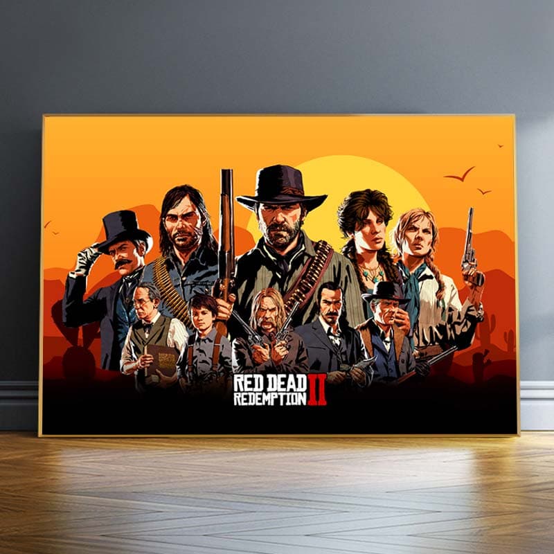 Movie Posters Red Dead Redemption 2 Canvas Posters Wall Art Oil Paintings on Canvas Pictures for Home Living Room Decoration 40*80cm