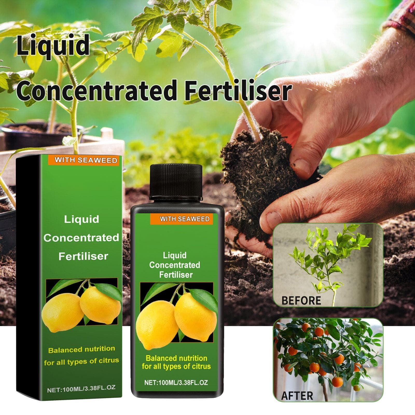 100ml MOONSPRY Liquid Concentrate Fertilizer Orange Lemon Plant Supplement Fertilizer Balance Nutrient Solution One Size