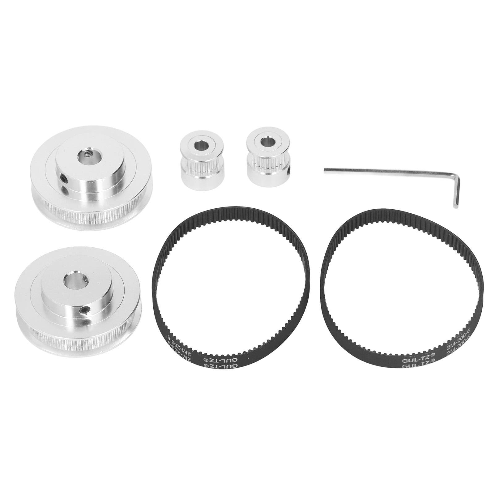 2 Set Synchronous Wheel GT2 Aluminum Alloy Timing Pulley with 2Pcs Length 200mm Width 6mm Belt 60T