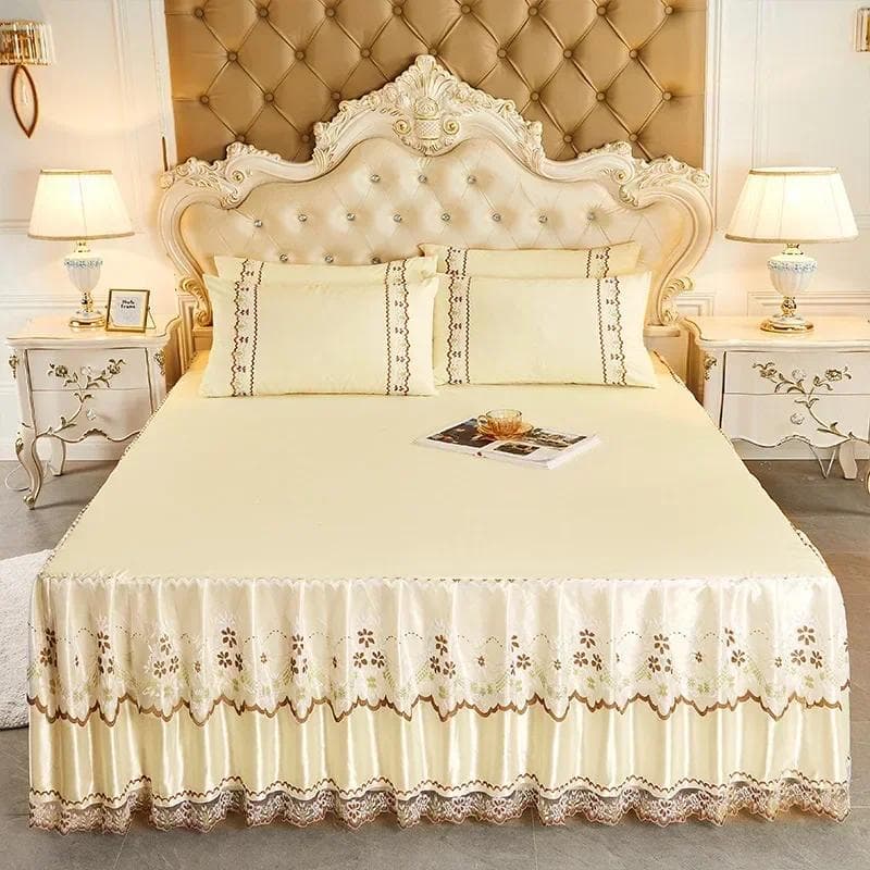 Bedspread on The Bed Wedding Bed Sheet Bed Cover Blanket Fabric Princess Style Lace King Queen Size BedSkirt 1PC 200cmx220cm