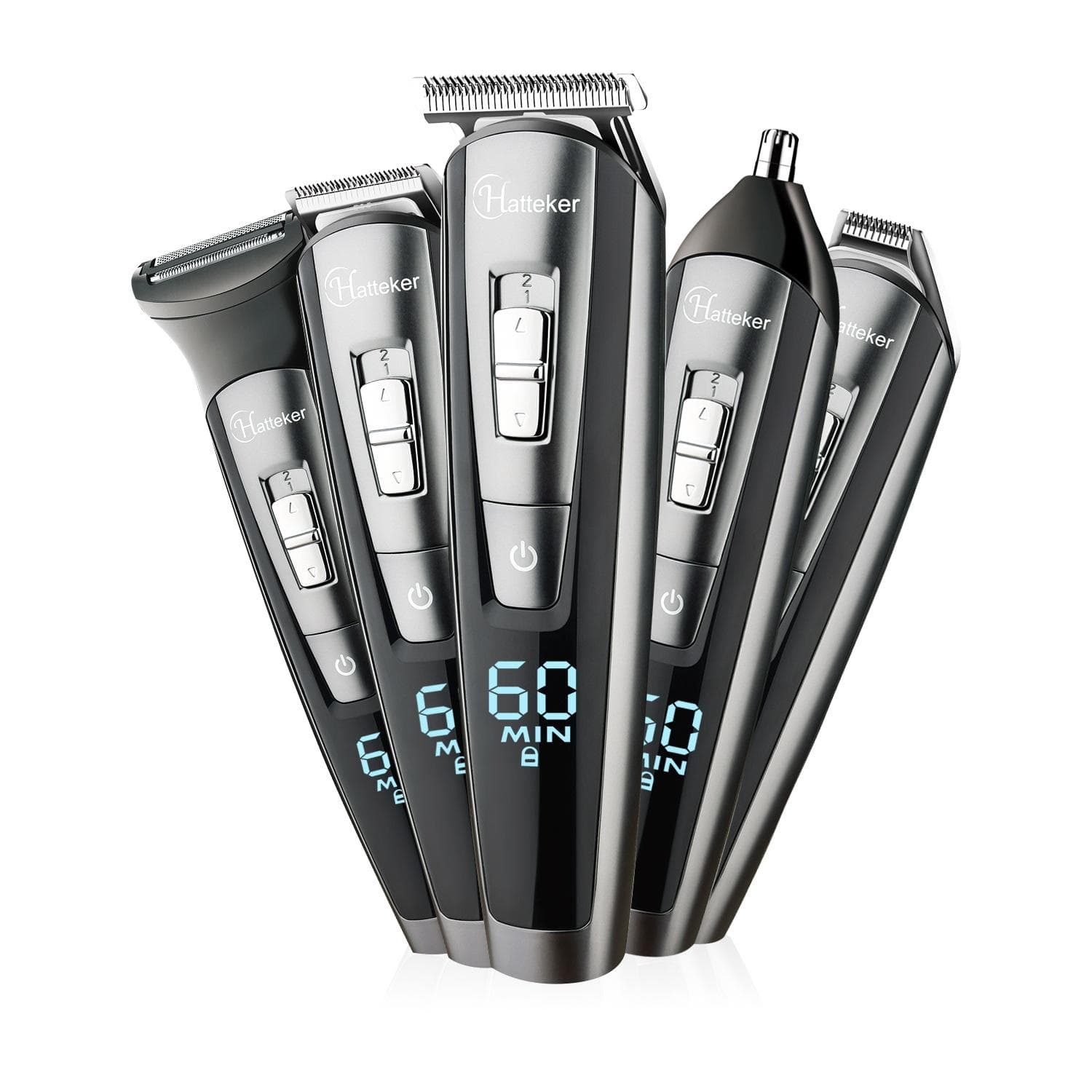 HATTEKER Professional Hair Clipper Mens Beard Trimmer Cordless Rechargeable Hair Cutter Kit Barber 58805