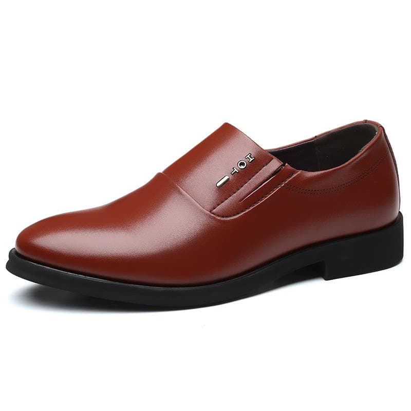 Summer New Leather Leather Shoes Business Dress Casual Shoes Cowhide Slip-on Shoes Men All-match Wedding Shoes 44 brown
