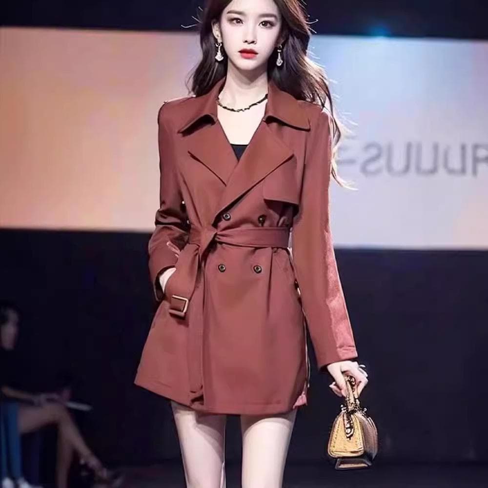 It Feels Super Good-looking, Korean Xiaoxiangfeng Reddish-brown Trench Coat, Early Autumn XL