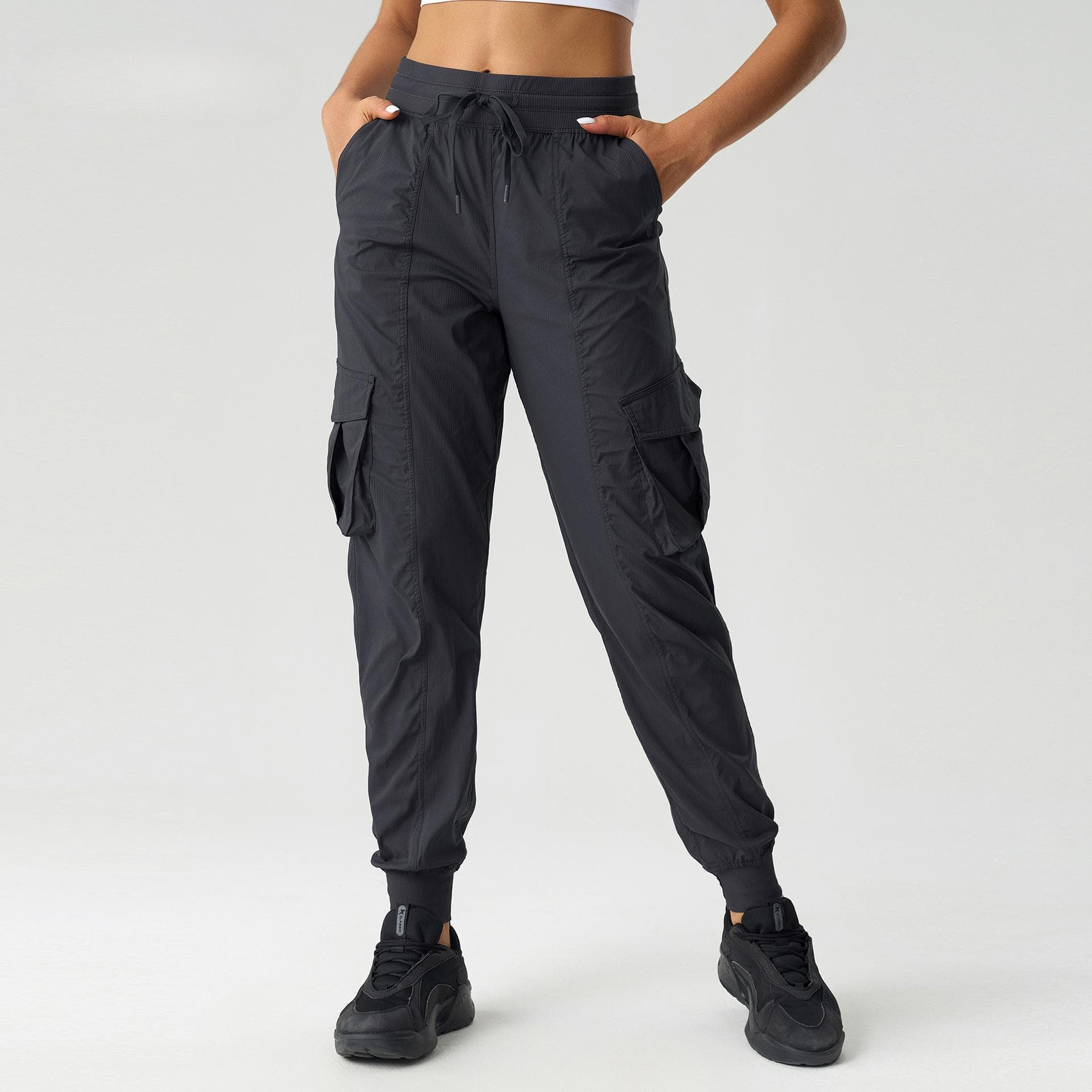 New Loose Quick-drying Sports Trousers for Women Outdoor Casual Jogging Fitness Pants Mid-waist Tying Workout Pants 12