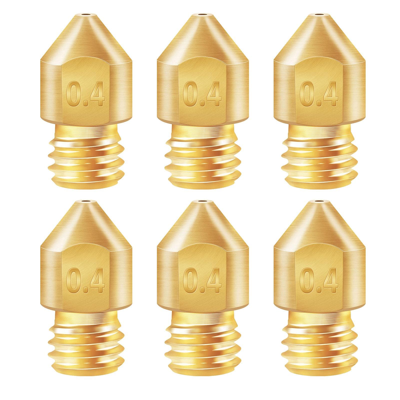 6PCS 3D Printer Brass Copper Extruder Nozzle MK8 0.4mm for Creality CR-6 SE 3D Printer 1.75mm 6pcs brass nozzles