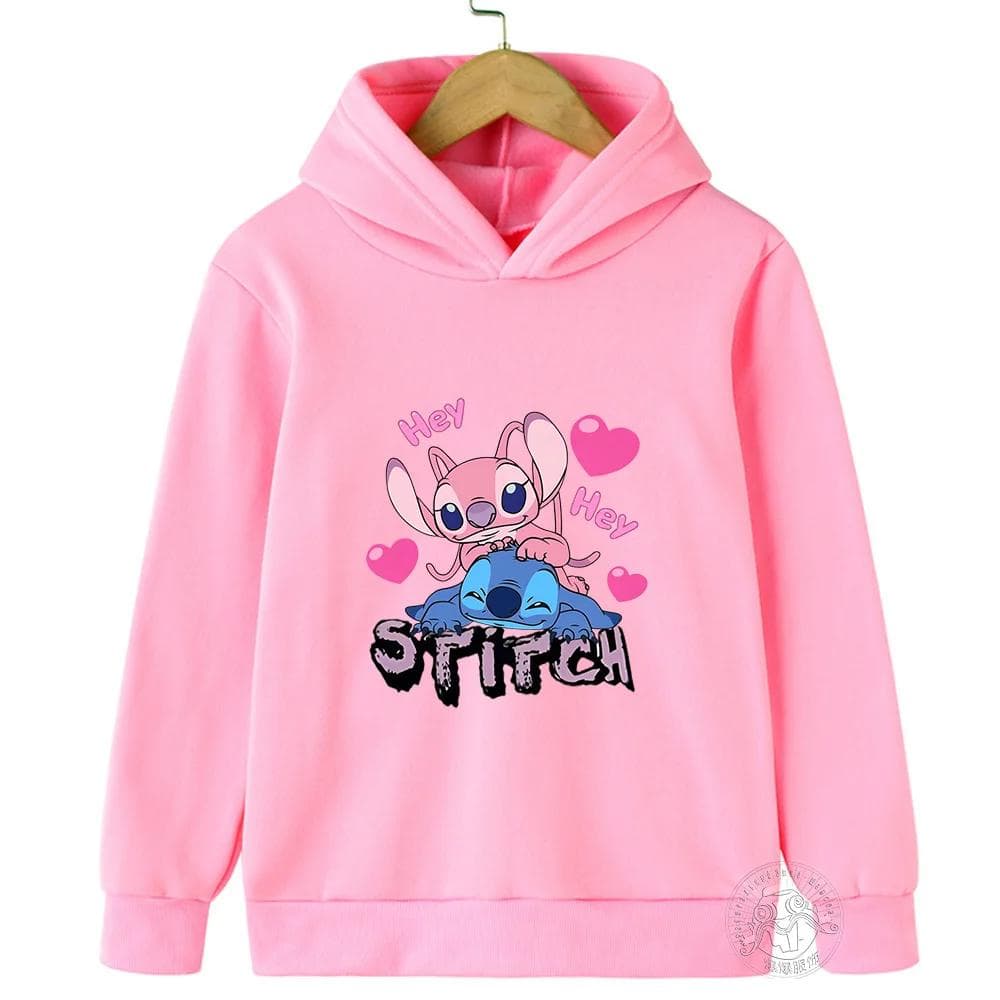 MINISO Stitch Hoodies Street Fashion Sweater for Boys and Girls Children's Sports Pullover Outdoor Sports Hoodie children's clothing 120