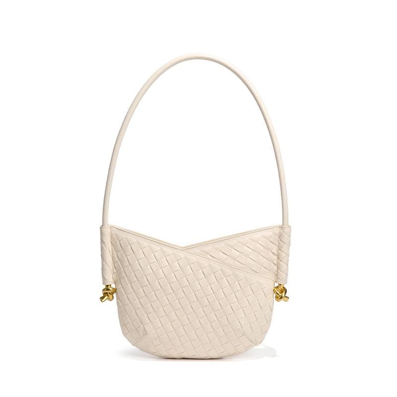 Woven Bag, Women's Large-capacity Soft Leather Handbag, Fashionable Commuting Single-shoulder Bag, Fashionable Macaron Underarm Bag