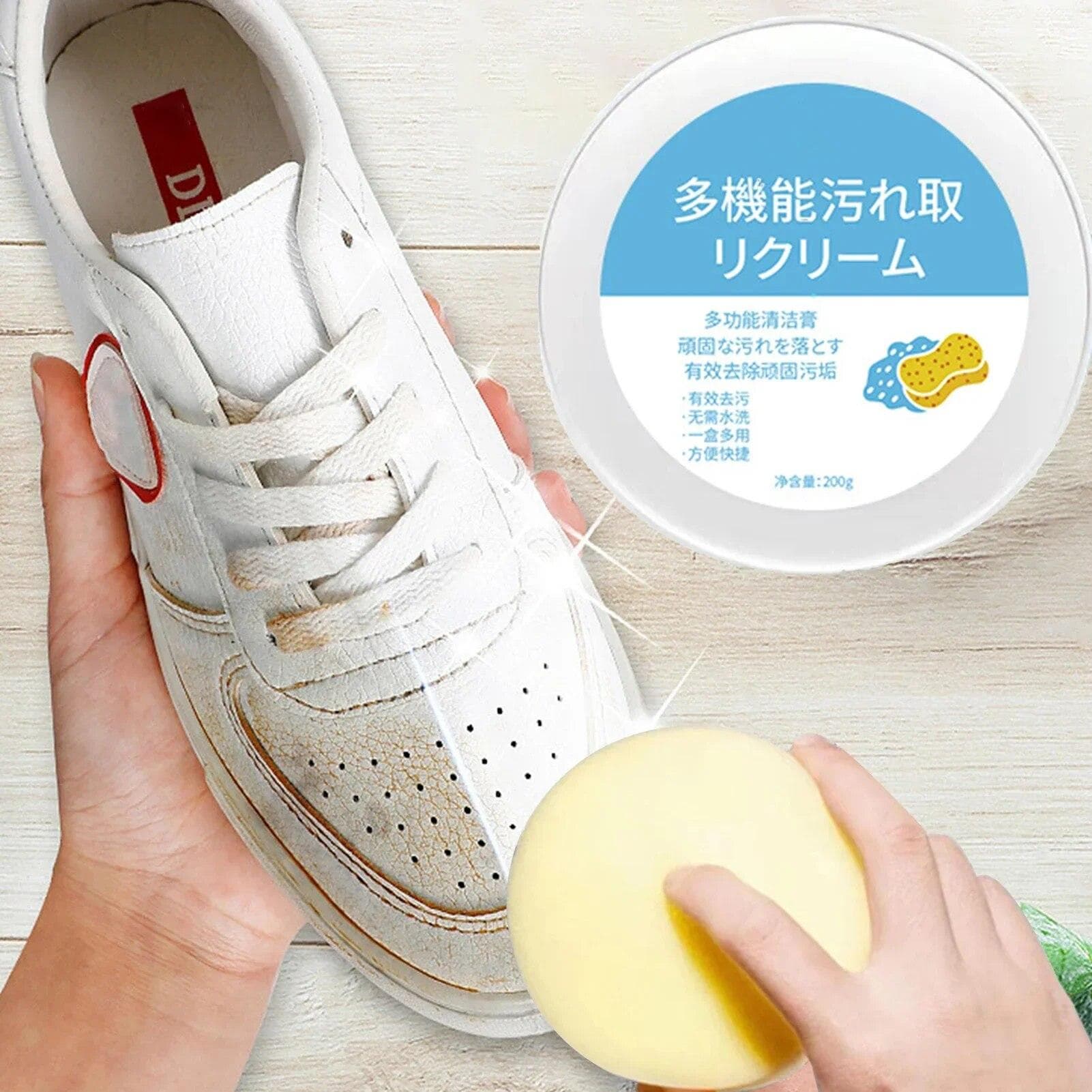 White Shoes Cleaning Cream Stains Remover Shoes Whitening All-Purpose Cleansing Cream With Wipe Sponge For Shoes Sneakers 120g