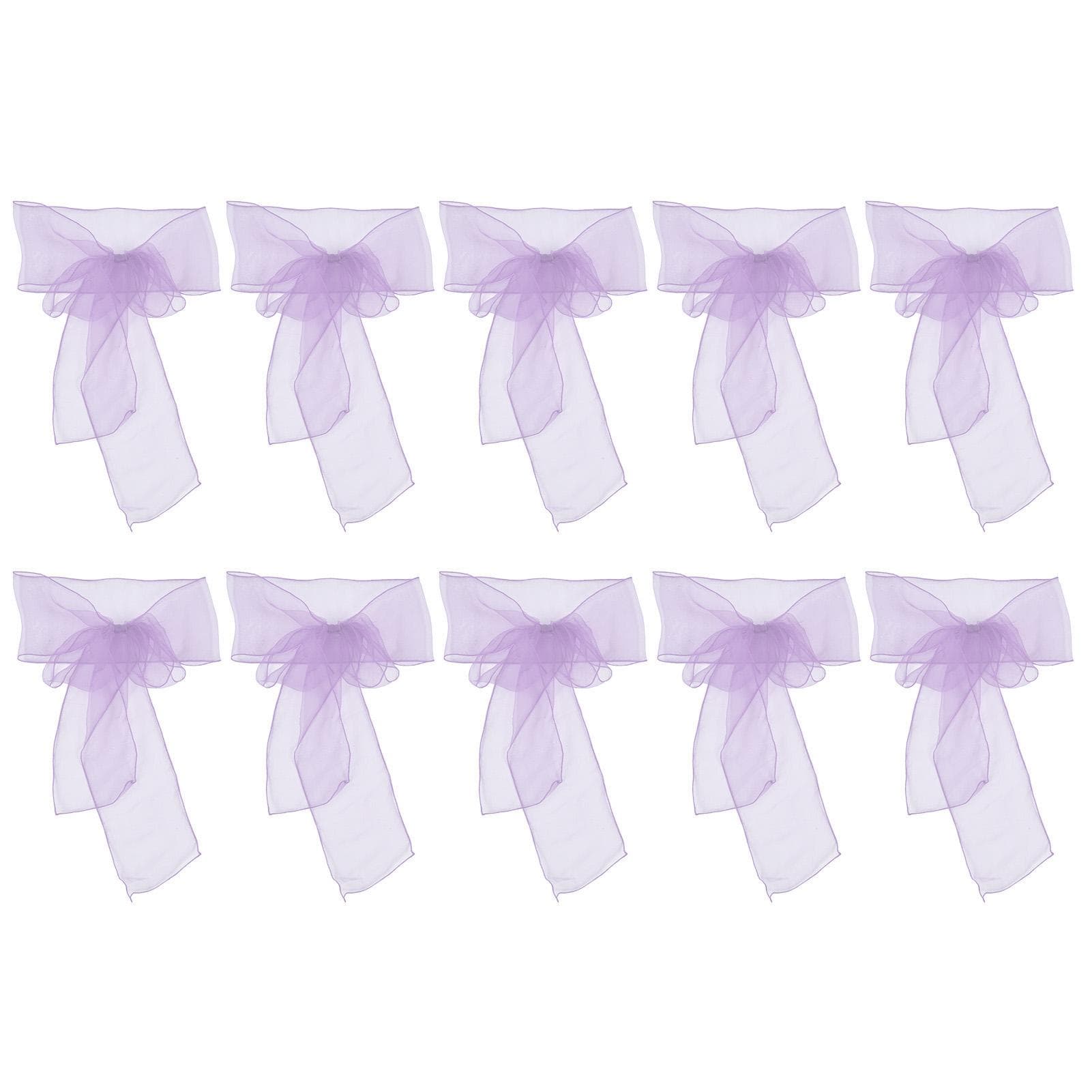 10Pcs Organza Banquet Chair Sash Exquisite Chair Bows Sashes for Wedding Party DecorationLight light purple