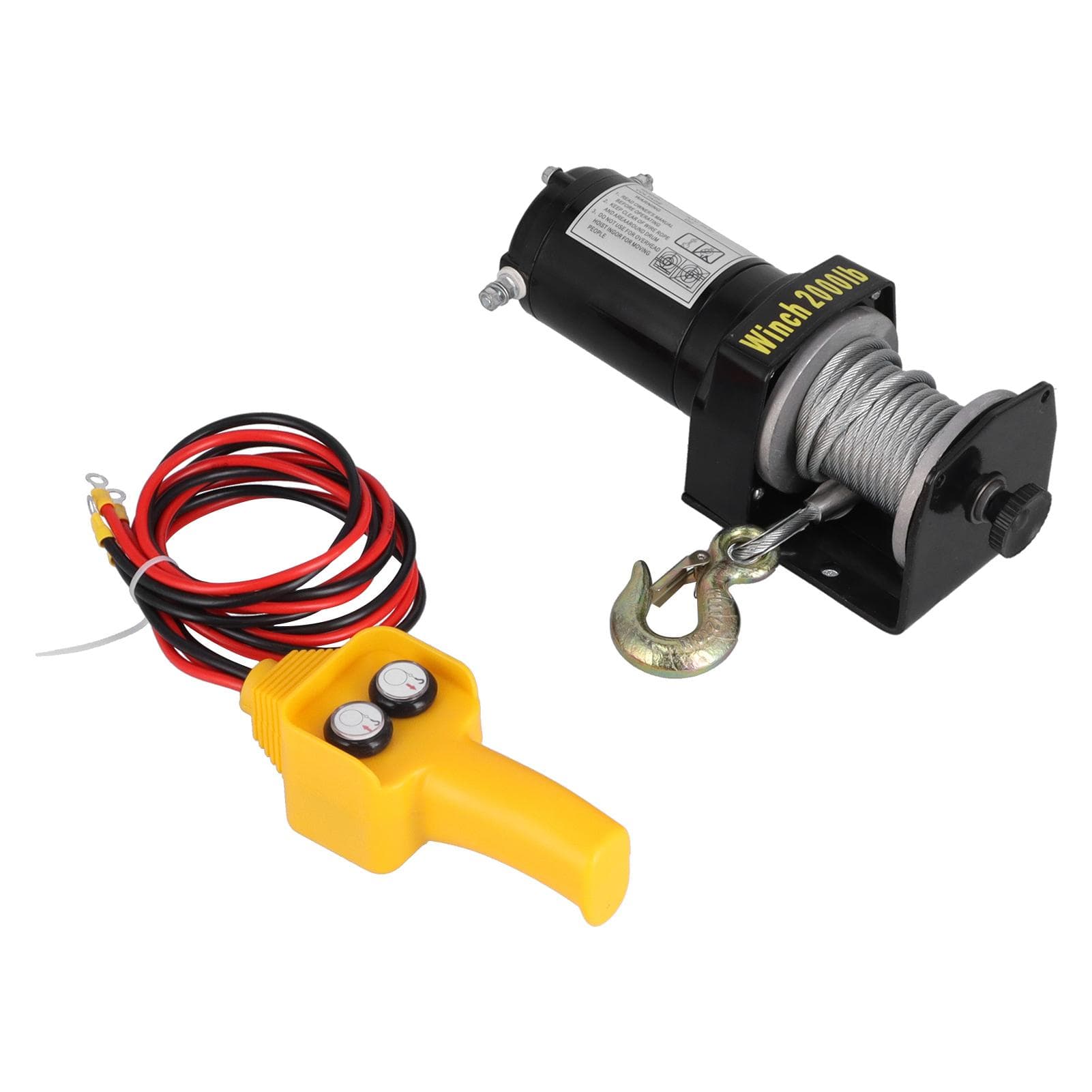 12V 2000LB Electric Winch Vehicle Traction Equipment with Wired Handle Switch 1.2KW 1.6HP Motor