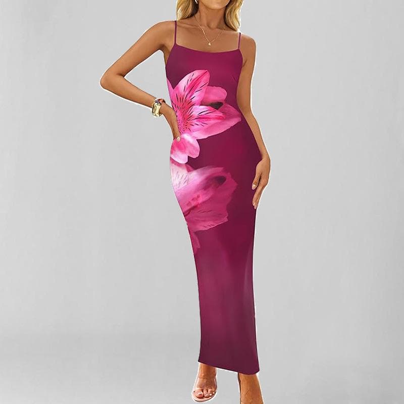 New Spring Style Stylish and Elegant Printed Temperament Sleeveless Suspender Dress 2XL