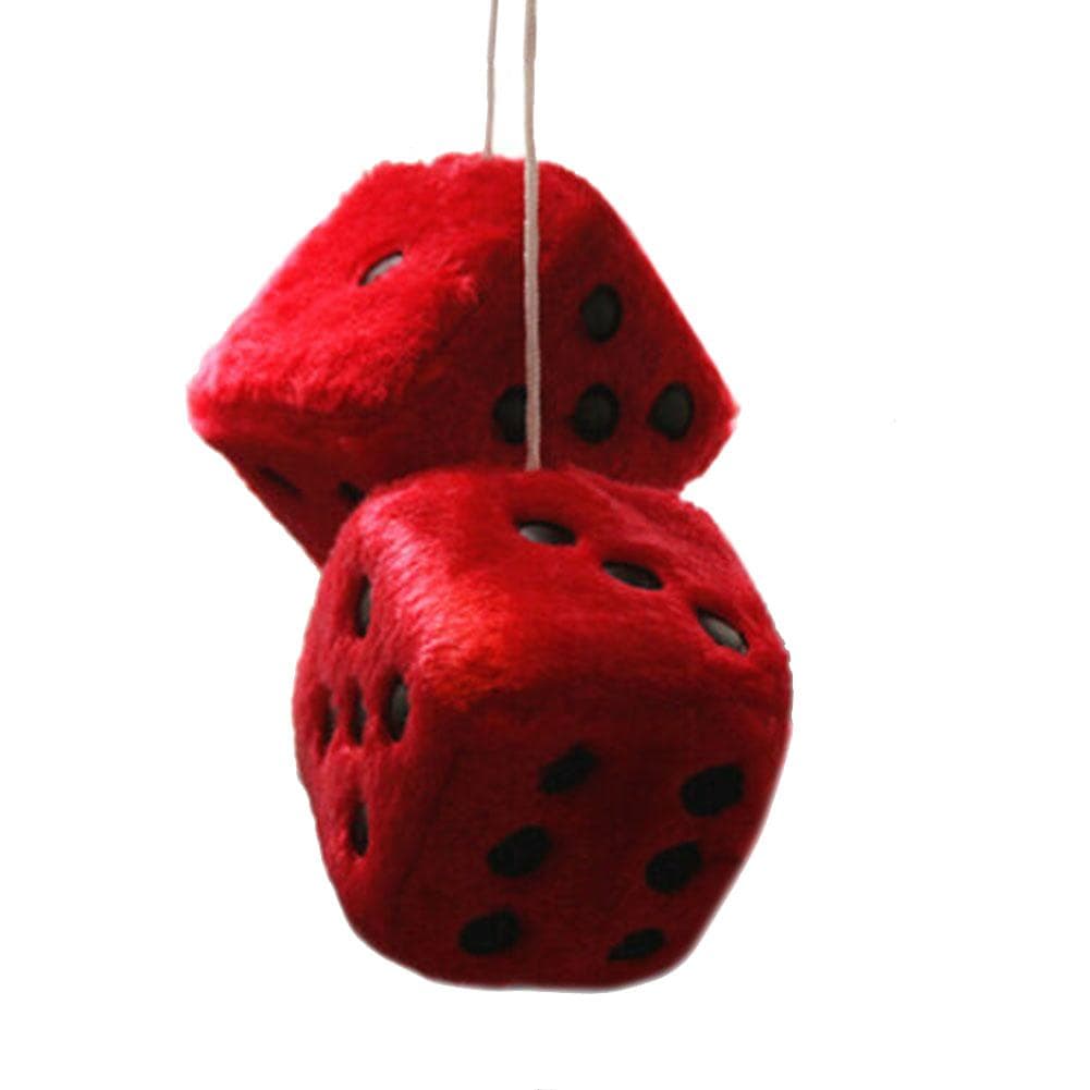 Car Pendant Hanging Plush Dice Craps Automobiles Rear View Mirror Hanging Decoration red