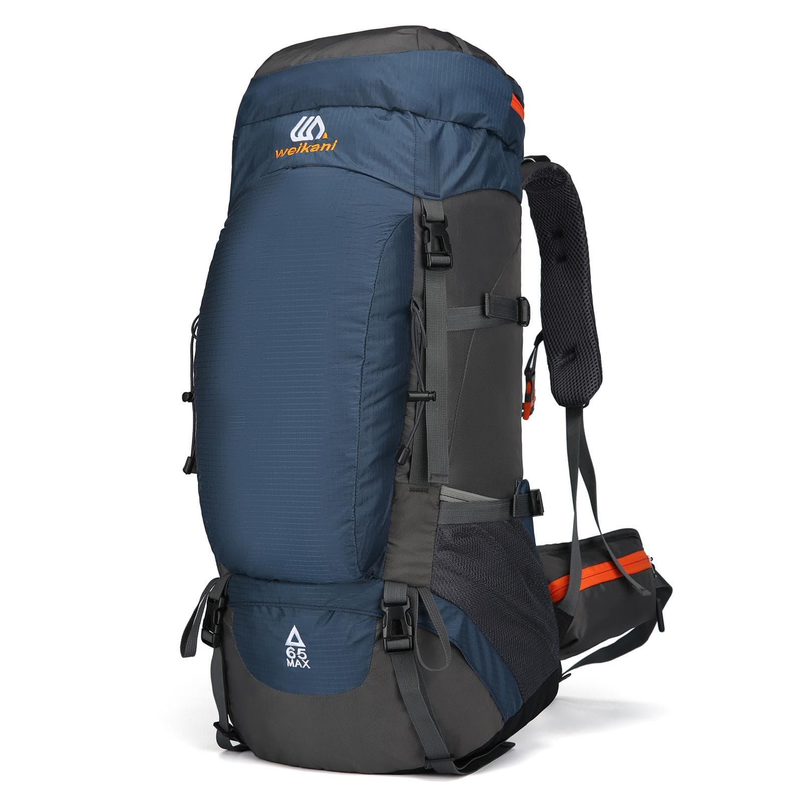 65L Water-resistant Hiking Backpack with Rain Cover Outdoor Sport Travel Daypack for Camping dark blue