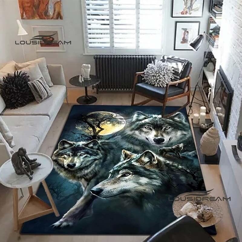 Wolf art Carpets and Rug 3D printing animal Carpet Floor Mat Living Room Bedroom Large Area Soft Carpet Kids Room Rug 120cm x 160cm