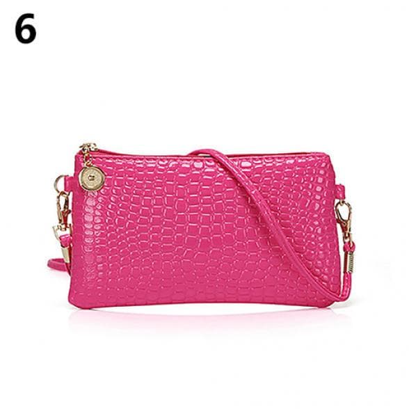 Crocodile Pattern Women Fashion Shoulder Bag Tote Messenger Zipper Satchel Handbag Shoulder Bag Rose