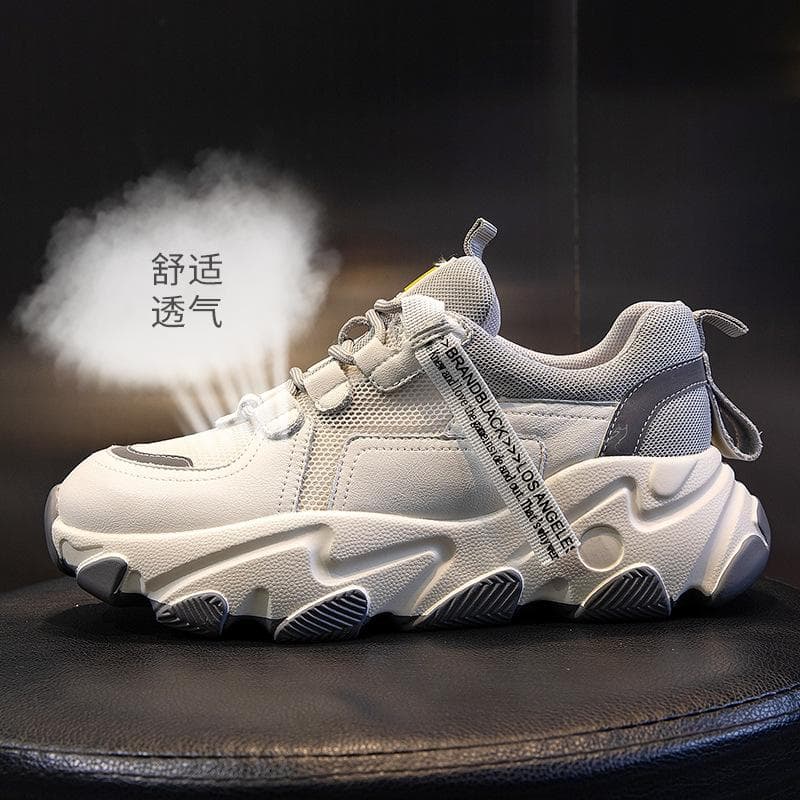 Genuine Leather Daddy Shoes Spring New Women's All-match Sports Shoes Women's Casual Thick-soled Breathable Inner Heightening Women's Shoes 38