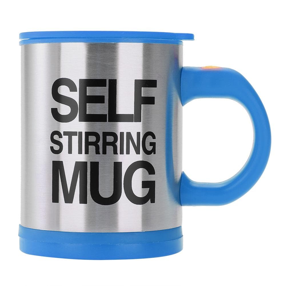 301-400ml Stainless Steel Electric Stirring Mug Automatic Milk Juice Coffee Cup (Blue) Blue