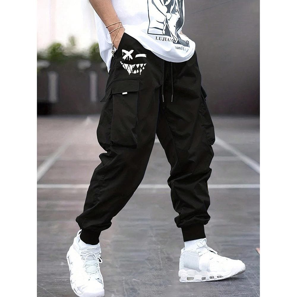 New Summer Retro Work Pants Men's Casual Trousers Loose Sports Straight Tying Pants 3XL