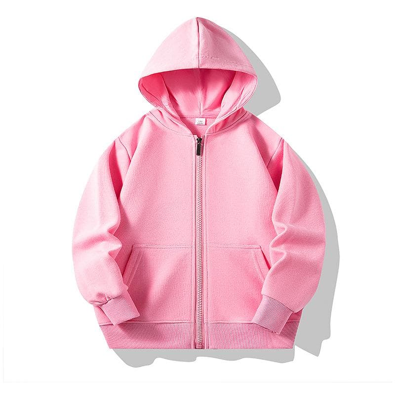 Hoodies for Children 2026 Autumn Zipper Hooded Sweatshirt Infants Boys Girls Clothes Casual Active School Teen Kids Outerwear 120cm pink