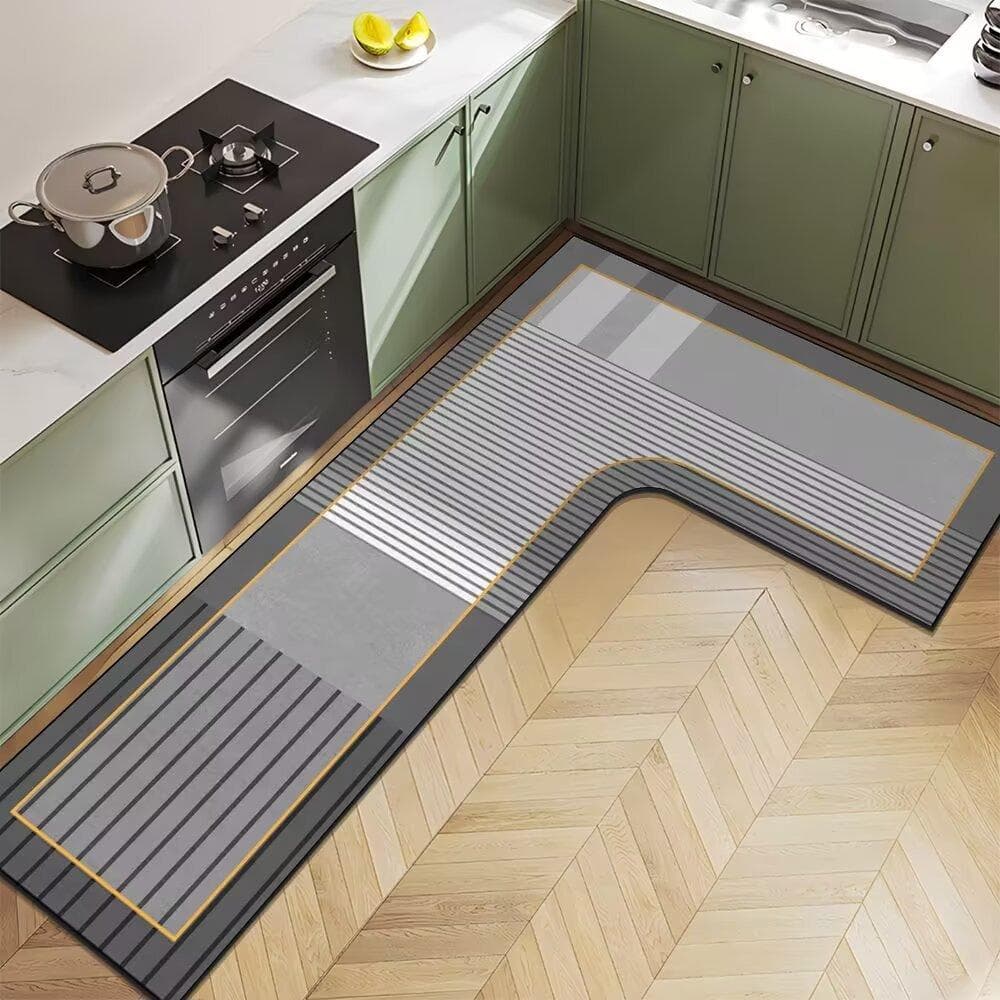 Nordic Light Luxury Diatom Mud Household L-shaped Kitchen Floor Mat Water Absorption  Anti-slip  Quick-drying and Easy-to-maintenance Floor Mat 80*150*45cm