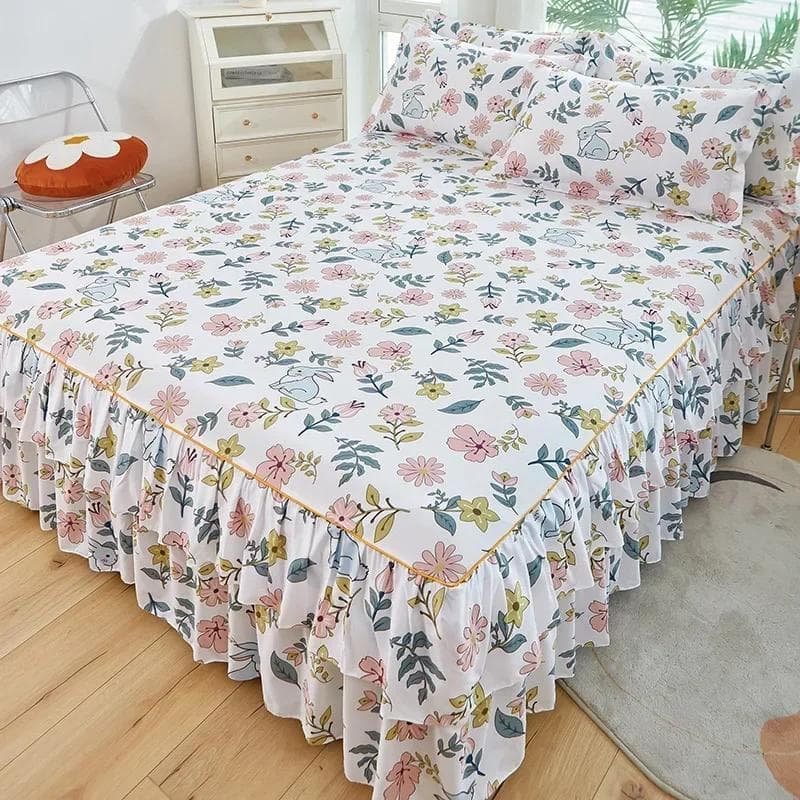 1PC Plus Size Broken Flowers Style Bed Cover Lace Korean Version of The Bed Skirt Single and Double (No Pillowcase) 1PC 150cmx200cm