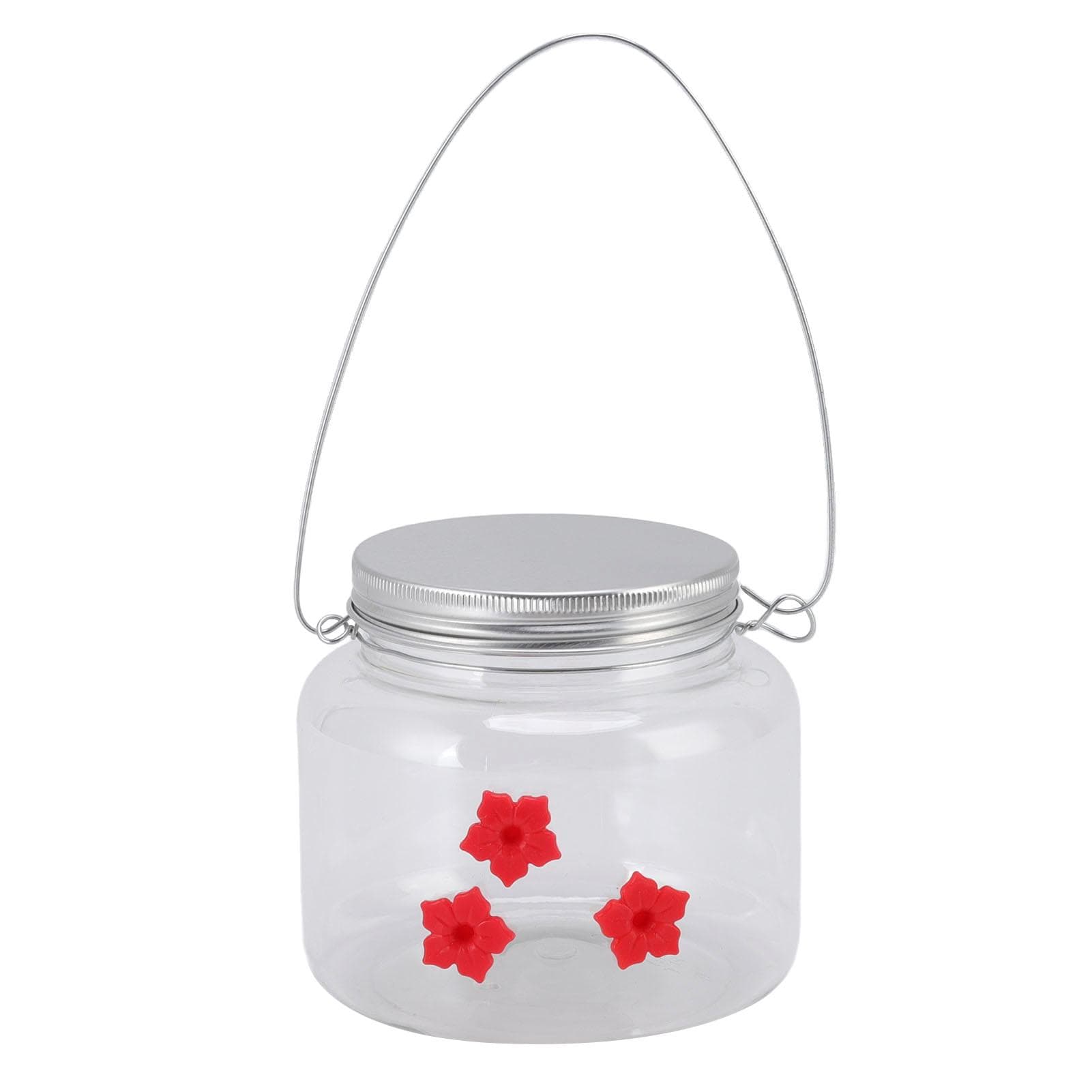 Hanging Bird Feeder 475ml Unique Red Flowers Design 3 Feeding Ports Wide Opening Easy Filling Bird